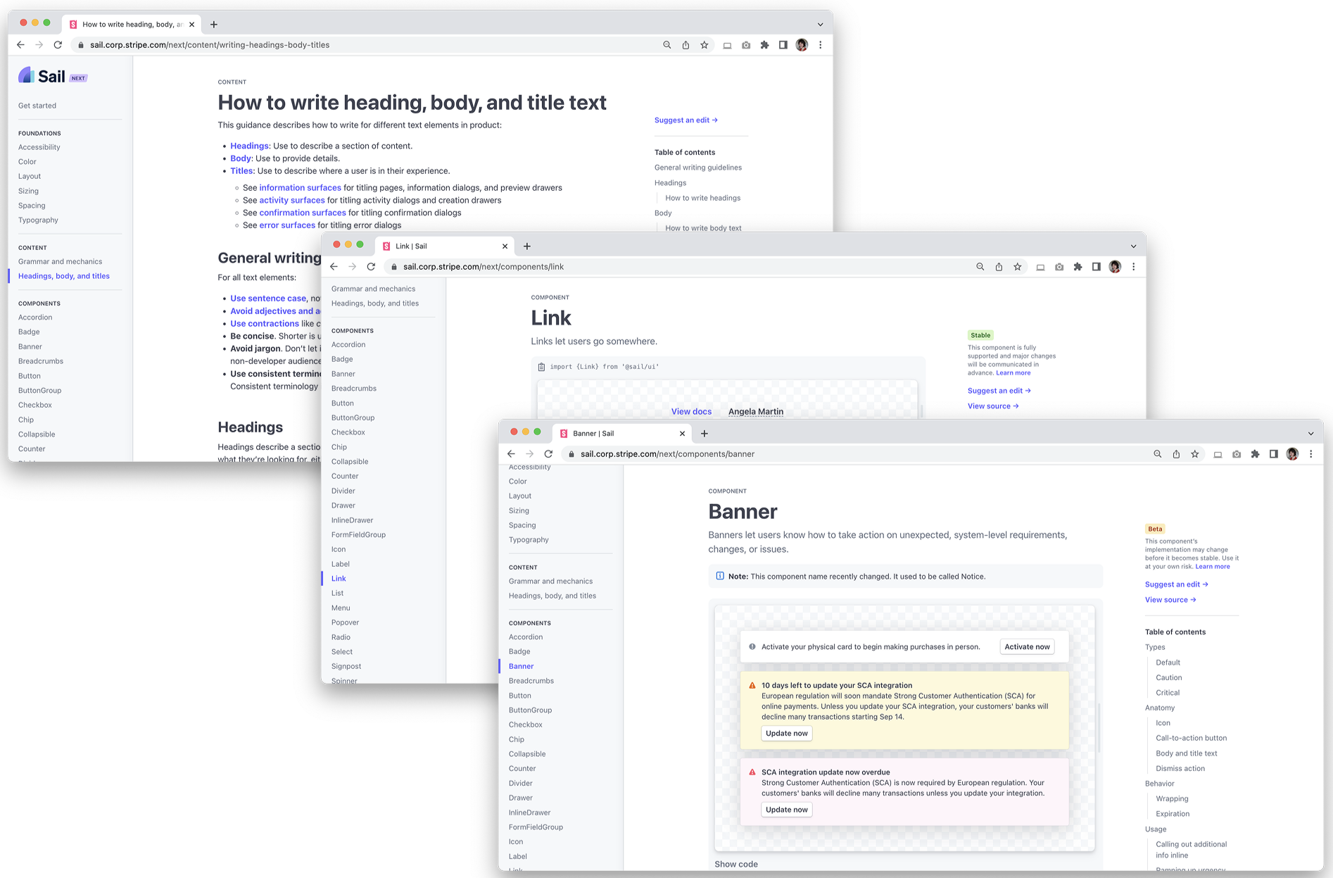 Creating design system documentation for content patterns and component usage @ Stripe